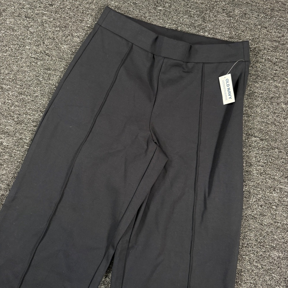 Old Navy Stevie Straight Pants Women M Black Extra High Rise Pintuck Seam NEW